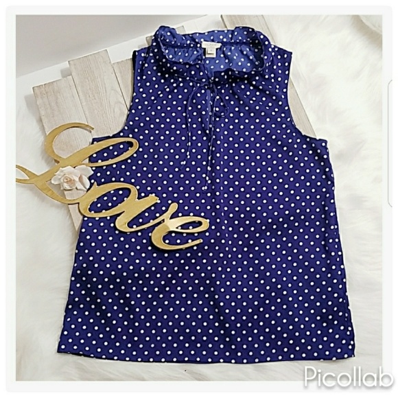 J. Crew Tops - J.Crew Blue/White Polka Dot Blouse